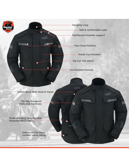Chaqueta de Motocicleta Daniel Smart Hombre Malla Resistente al Agua