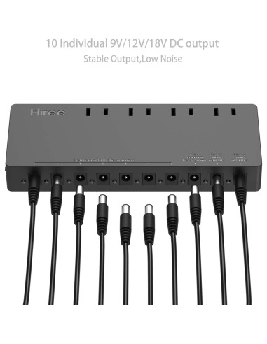 Fuente de Alimentación Hiree para Pedales de Guitarra 10 Salidas DC 9V/12V/18V