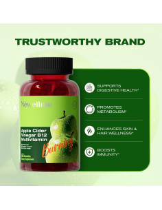 Gomitas Veganas de Vinagre de Sidra de Manzana NEWELLME 60 Unidades 2