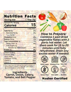 Copos de Verduras Mixtas Deshidratadas SavorSatch 453g - Sin OGM 2