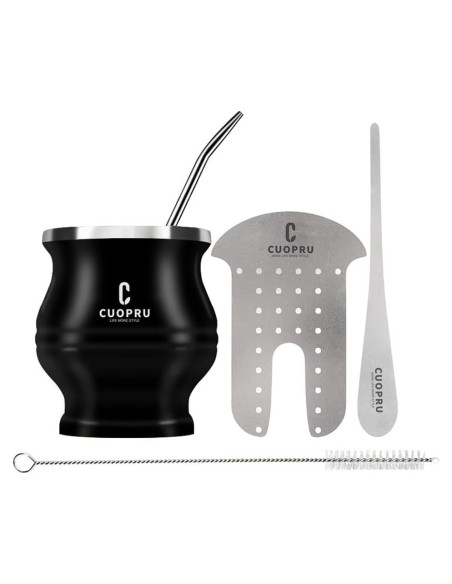 Juego de Taza de Yerba Mate Cuopru - Acero Inoxidable Doble Pared
