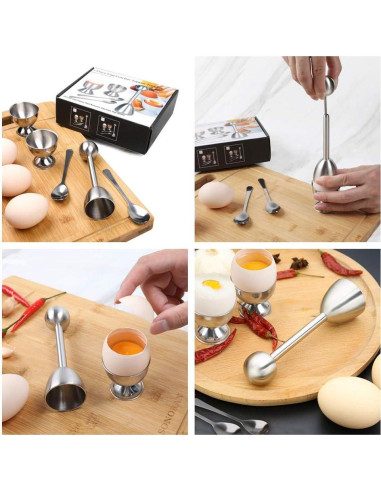 Juego de Cortador de Huevos Hocai 5 Piezas Acero Inoxidable
