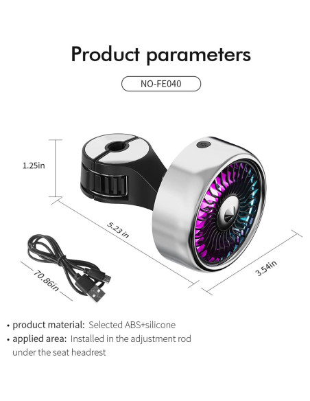 Ventilador de Asiento Portátil Kwak QTT290 USB 3 Velocidades LED