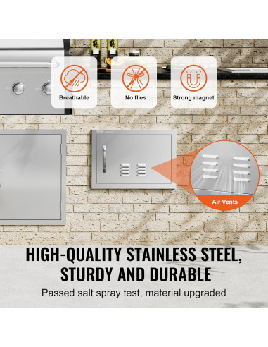 Puerta de Acceso BBQ VEVOR 50.8x35.6 cm Acero Inoxidable