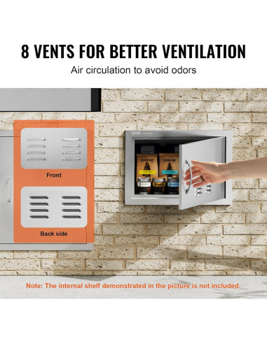 Puerta de Acceso BBQ VEVOR 50.8x35.6 cm Acero Inoxidable