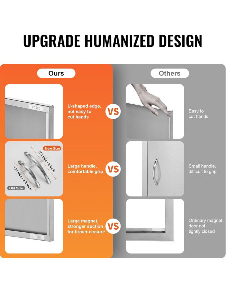 Puerta de Acceso BBQ VEVOR 50.8x35.6 cm Acero Inoxidable