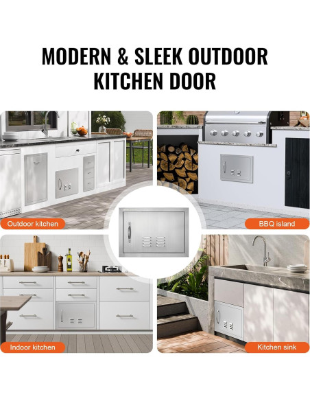 Puerta de Acceso BBQ VEVOR 50.8x35.6 cm Acero Inoxidable