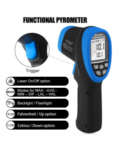 Termómetro láser infrarrojo INFURIDER YF-985B -50C a 1360C 2