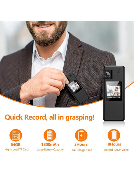 Cámara Corporal Hoestr A32 1080P con Lente Rotatable 180