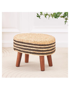 Otoman Redondo Cpintltr de Yute Natural 33cm - Reposapiés Acolchado