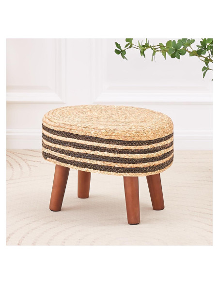 Otoman Redondo Cpintltr de Yute Natural 33cm - Reposapiés Acolchado