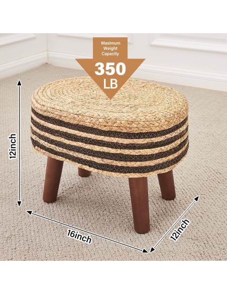 Otoman Redondo Cpintltr de Yute Natural 33cm - Reposapiés Acolchado