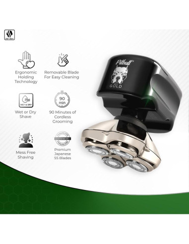 Afeitadora Rotativa Skull Shaver Pitbull Gold PRO 5 en 1