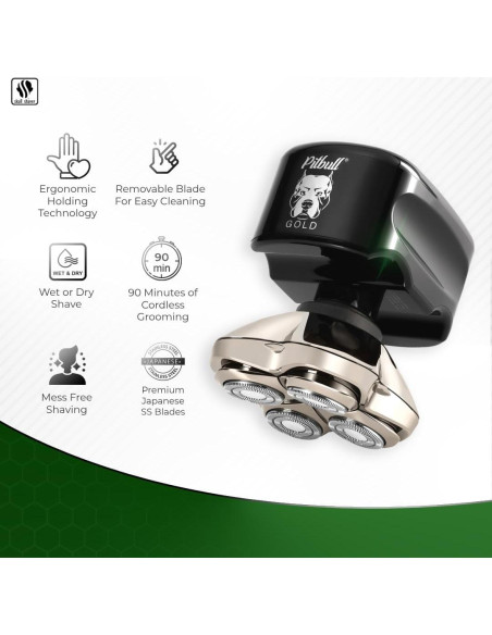 Afeitadora Rotativa Skull Shaver Pitbull Gold PRO 5 en 1