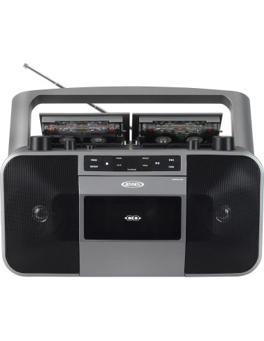 Jensen MCR-1500 Estéreo Portátil CD/MP3 Doble Cassette Plata