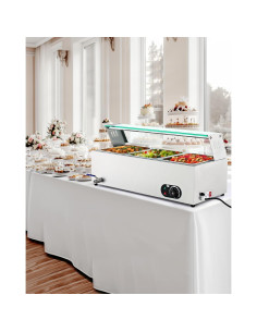 Calentador de Comida Eléctrico Wilprep 3 Bandejas 1200W Bain Marie 2