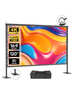 Pantalla de proyector portátil VOOPVOR 120" HD 16:9 con soporte
