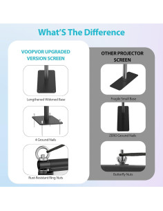 Pantalla de proyector portátil VOOPVOR 120" HD 16:9 con soporte 2