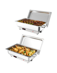 Juego de Buffet Eléctrico 2 Pack 9 QT GarveeHome Acero Inoxidable