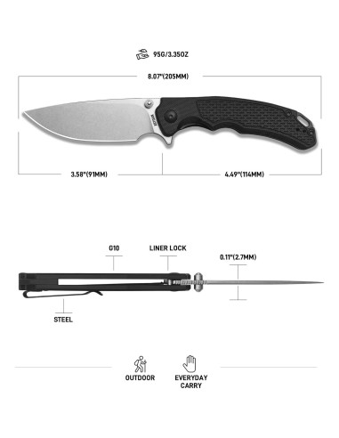 Cuchillo de bolsillo ARTISANCUTLERY Tradition V2 9.09 cm Negro