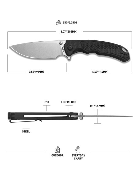 Cuchillo de bolsillo ARTISANCUTLERY Tradition V2 9.09 cm Negro