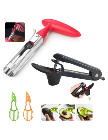 Juego de Herramientas para Frutas BCMON 4 Piezas - Descorazonador y Cortadores