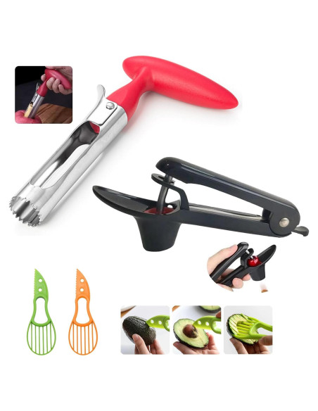 Juego de Herramientas para Frutas BCMON 4 Piezas - Descorazonador y Cortadores