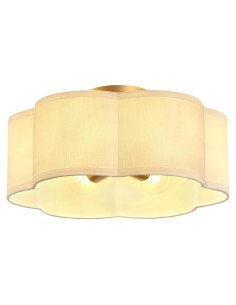 Luz de Techo Semi Flush OFLNLL 6 Luces Oro Tela Blanca