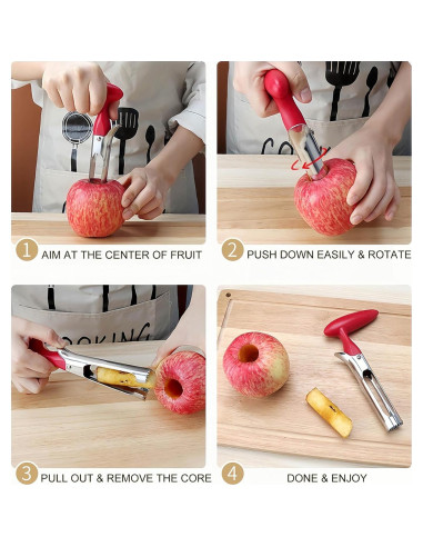 Juego de Herramientas para Frutas BCMON 4 Piezas - Descorazonador y Cortadores