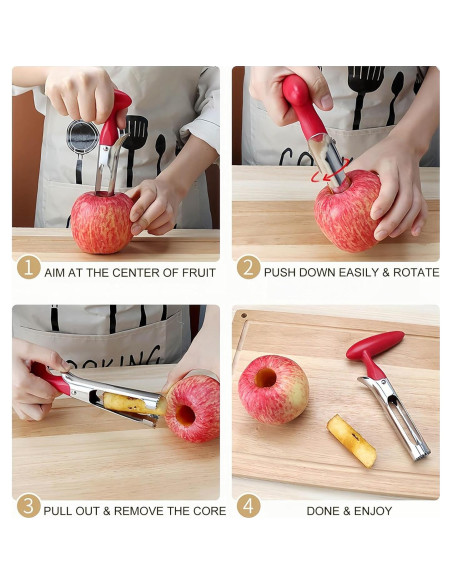 Juego de Herramientas para Frutas BCMON 4 Piezas - Descorazonador y Cortadores