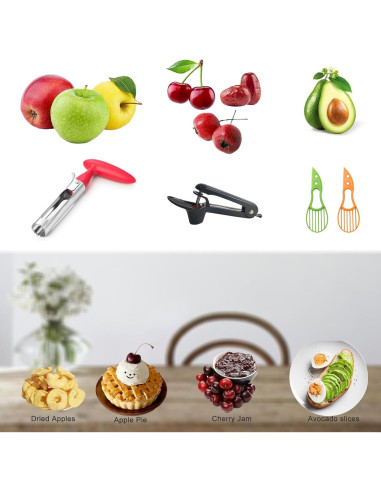 Juego de Herramientas para Frutas BCMON 4 Piezas - Descorazonador y Cortadores