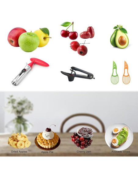 Juego de Herramientas para Frutas BCMON 4 Piezas - Descorazonador y Cortadores