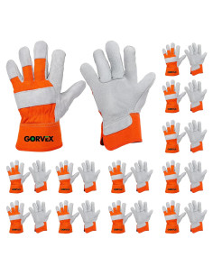 Guantes de Trabajo Gorvex de Cuero de Vacuno - 12 Pares Grandes
