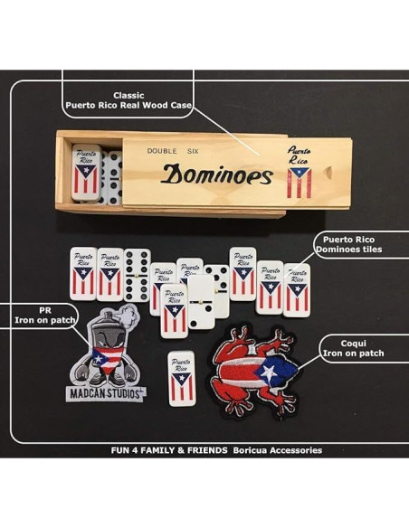 Dominó de la Bandera de Puerto Rico Doble Seis 28 Fichas