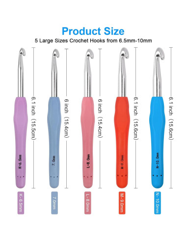 Juego de Ganchillos Ergonómicos MECHEER 5 Tamaños 6.5-10mm