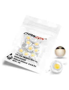 Chip LED Chanzon 10 pcs 1W Blanco Cálido 3000K-3500K