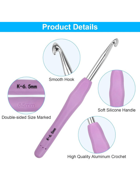 Juego de Ganchillos Ergonómicos MECHEER 5 Tamaños 6.5-10mm Juego de Ganchillos Ergonómicos MECHEER 5 Tamaños 6.5-10mm