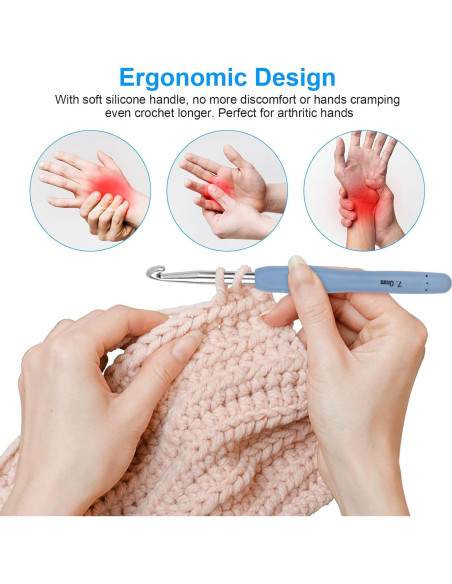 Juego de Ganchillos Ergonómicos MECHEER 5 Tamaños 6.5-10mm Juego de Ganchillos Ergonómicos MECHEER 5 Tamaños 6.5-10mm