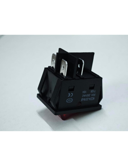 Interruptor Rocker KCD4 DPST 30A 250V con Luz Roja