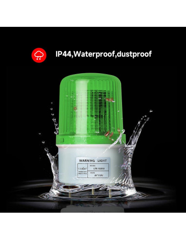Luz Estroboscópica LED Verde 110V con Sirena 90dB - SLB-5103J