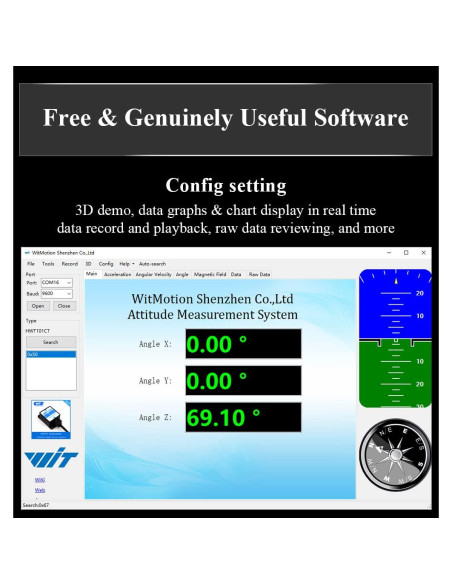Inclinómetro Industrial HWT101CT IP68 0.1 Z-Eje WitMotion