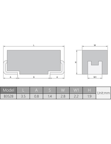 Capacitor de Tantalio SMD Fielect 100uF 6.3V 50Pcs 4x3x2mm