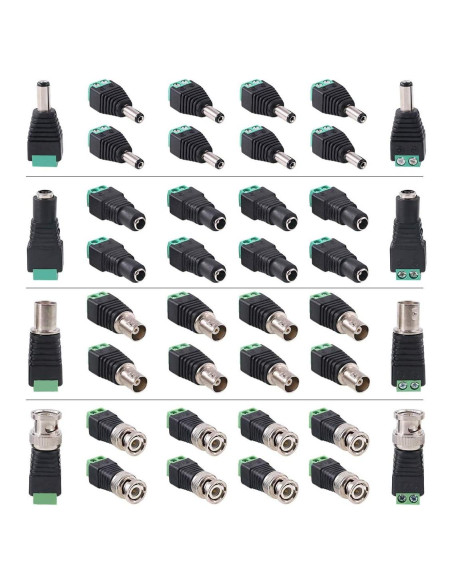 Kit 40 Conectores DC y BNC Macho/Hembra Hilitchi 5.5mm