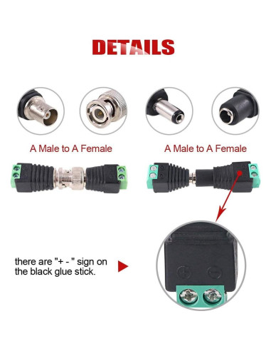 Kit 40 Conectores DC y BNC Macho/Hembra Hilitchi 5.5mm