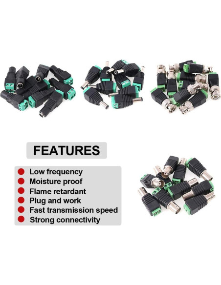 Kit 40 Conectores DC y BNC Macho/Hembra Hilitchi 5.5mm