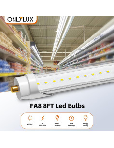 Luces LED T8 8 pies 45W Onlylux 5850LM Bypass Balasto 6000K 2