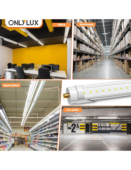 Luces LED T8 8 pies 45W Onlylux 5850LM Bypass Balasto 6000K