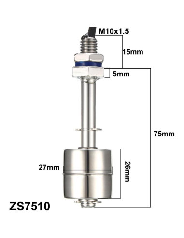 Interruptor de Flotador uxcell 90mm Acero Inoxidable 10W