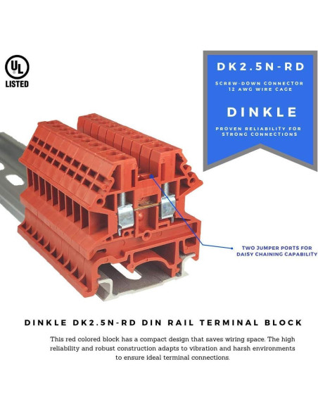 Kit de Bloques de Terminales DIN Dinkle DK2.5N 20A 600V