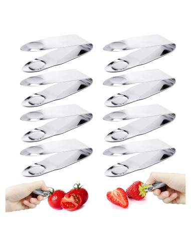 DOERDO 8 Piezas Removedor de Tallo de Fresa Acero Inoxidable